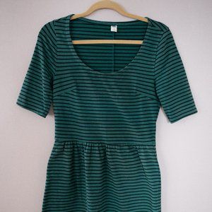 Old Navy Black & Green Striped Dress